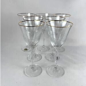 Mikasa Cut Crystal Cathay Choice Stem Water Wine Goblet Set Of 7